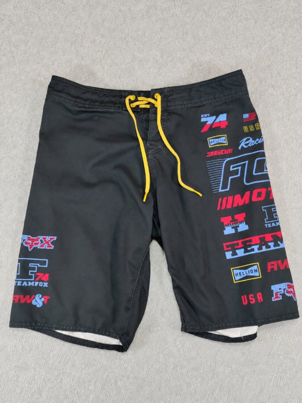 Fox Racing Boardshorts Mens 32 Black Multicolor Logo Swim 10 Inseam